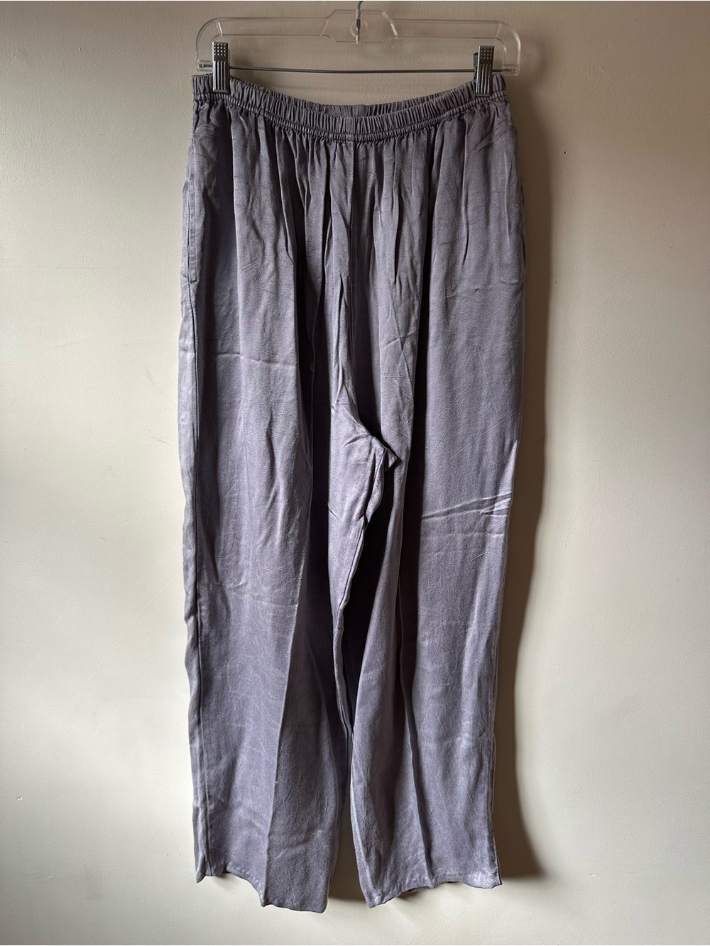 Vintage 90s No Saint Metallic Gray Pull On Rayon Pants Bohemian High Rise